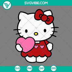 hello kitty holding a heart svg file