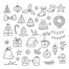 hand drawn christmas elements royalty illustration