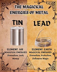 the magickal energies of metal tin lead