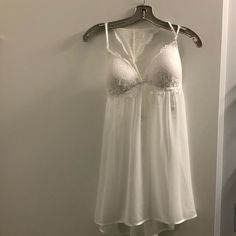 Linea Donatella Juliet Lace-Trim Chiffon Babydoll Chemise Nightgown Set 2pc Color:Ivory Size: Large Moomoo Nightgown, Chemise Nightgown, Nightgown Sets, Inner Child, Color Ivory, Night Gown, Women's Intimates, Lace Trim, Color White