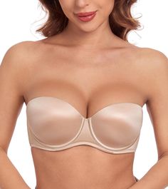 PRICES MAY VARY. Push Up Bra: Smooth thick padded Cup, provide great push up support, gather the breast, create a cleavage enhanced effect. Add 1.5 cup size at least! Help to make a fuller and uplift shape. Provides the perfect amount of lift and shaping. Anti-Slip Strapless Bra: non slip silicone around the edge of the cups and band, improved the breast stability all day. Hold your chest in place with comfort, No falling down. More Supportive: Padded cup with cushioned underwire, Uplift your br Push Up Strapless, 20th Bday, Push Up Strapless Bra, Low Cut Top, Support Design, Lounge Lingerie, Wedding Matches, Falling Down, Strapless Bra