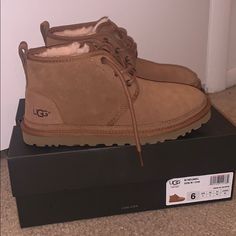 Tan Ugg Booties, Never Worn. Size: Men’s 6 (I Am A Women’s 7, And They Fit Me Perfect). Ships In Original Box. Price Is Firm As They Are Still Brand New. Ugg Booties, Shoes Ugg, Timberland Boots, Random Pics, Womens Uggs, Ugg Shoes, Winter Rain, Rain Boots, Original Box