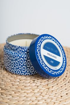 Capri blue printed travel tin volcano - Trendy Candles and Scents at Lush Fashion Lounge Boutique in Oklahoma City Volcano Scent, Capri Blue Volcano, Blue Volcano, Volcano Candle, Scent Candle, 25 Hours, Blue Candles, Capri Blue, Women's Boutique