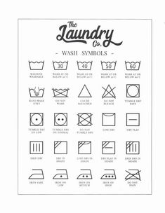 the laundry wash symbols are shown in black and white