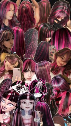 100 Years Of Makeup, Draculaura Hair, Red Hair Trends, Creative Hair Color, High Hair