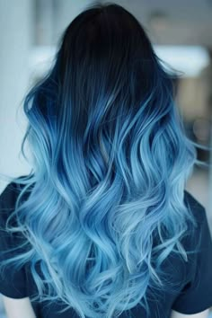 Blue Hair Styles, Ombre Hair Styles, Blue Balayage, Perfect Beach Waves, Ocean Hair, Hair Colour Inspo, Light Blue Hair, Blue Ombre Hair