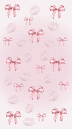 pink bows and hearts on a light pink background