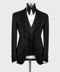 Md Suits, African Wear Styles For Men, Formal Tuxedo, Visual Reference, Classy Suits, Trendy Boy Outfits, Groom Tuxedo, Black Shawl, Black Pearls