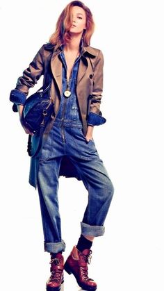 Mode Edgy, Look Jean, 가을 패션, Looks Style, Denim Outfit, Marie Claire, Look Fashion