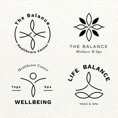 four logos for the balance center, yoga and well being logo design by graphic studio