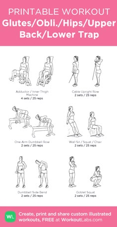 the printable workout guide for back / lower body, includes exercises to help you get fit