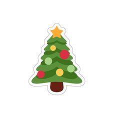 a christmas tree sticker on a white background