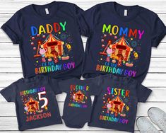 three matching shirts for the birthday boy and girl