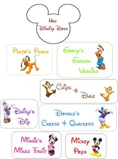 mickey mouse and other disney characters are shown in this chart with the names for each character