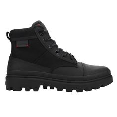 With their distinctive design and unmistakable presence, the Pallatrooper Rough boot is more than just footwear – it's a statement of strength and individuality. The cushioned footbed offers all-day comfort, while the grippy outsole delivers superior traction on any surface, allowing you to navigate with confidence and ease. $129.95 Rugged Black Combat Boots With Reinforced Heel, Black Combat Boots With Reinforced Heel For Outdoor, Rugged Black Lace-up Boots With Vibram Sole, Black Rugged Lace-up Boots With Vibram Sole, Rugged Black Combat Boots With Vibram Sole, Black Rugged Combat Boots With Rubber Sole, Rugged Black Combat Boots With Rubber Sole, Rugged Black Work Boots With Lug Sole, Rugged Black Lace-up Boots For Streetwear