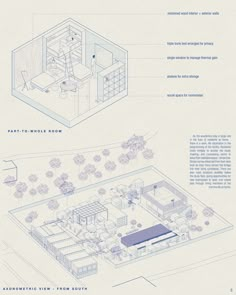 an architectural drawing shows the interior and exterior of a house, with its floor plan