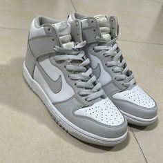 Nike Dunk Hi, Practically Brand New. 9/10 Condition Size 6.5. No Original Box, Would Come With A Replacement Box Tho. Db2179-101 Two Toned Grey Dunks, Nike Dunk Two Toned Grey, Nike Dunk High Gray, Nike Dunks Vast Grey, Nike Dunk Low Vast Grey, Nike Dunk High Vast Grey, Nike Dunks High, Nike Dunk High, Nike Sb Dunks