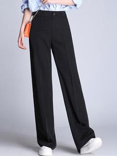 Wide Leg Pants Outfit, Leg Pants Outfit, Plain Pants, Casual Black, Wide Pants, 가을 패션, Kolkata