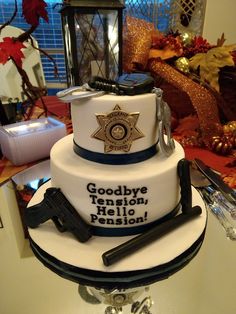 Sheriff Retirement Cake, Police Officer Retirement Cake, Sheriff Retirement Party Ideas, Retirement Dinner Ideas