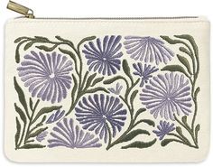 Lady Jayne Lady Jayne Zip Pouch Flower Market Allium - Little Miss Muffin Children & Home General Gift Ideas, Embroidered Pouch, Shades Of Violet, Pouch Bags, Embroidered Canvas, Large Pouch, Dyed Linen, Coin Bag, Love Sewing