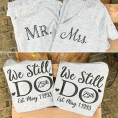 two shirts with mr and mrs on them