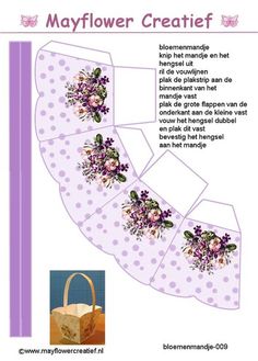 a paper bag with flowers on it and instructions to make the flower decoration for each package