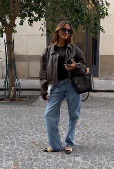 8 Ways To Style A Leather Jacket This Fall Leather And Sweater Outfit, Layering With Leather Jacket, Classic Leather Jacket Outfit, Distressed Brown Leather Jacket, How To Style Leather Jacket Women, Leather Fall Outfit, Mid Length Leather Jacket Outfit, Autum Aestethic