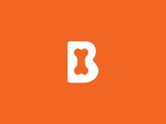 the letter b with a dog's head on it is shown in white against an orange background