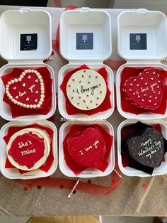 valentine's day treats are arranged in plastic containers