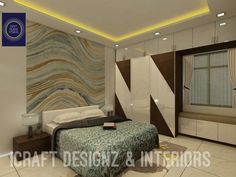 this is a bedroom with marble walls and flooring