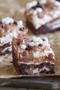 some brownies with marshmallows on top of them