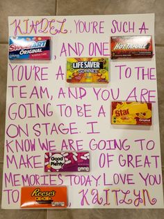 a bulletin board with candy on it