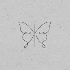 the butterfly logo is drawn in black ink on a white paper with a gray background