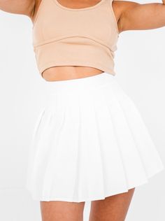 Pleated Mini Skort Silk lining shorts underneath Hidden zipper fastening on right side High waisted skort Perfect for gamedays 100% Polyester Large White, Right Side, Game Day, Hidden Zipper, Skater Skirt, High Waisted, Boutique, Zipper, Silk