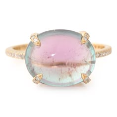 This ring is out of this world. When we first saw this incredible gem, we gasped. There is a wonderful natural combination of pinks & blues in this gemstone. It’s a little unicorn of a gem.  Our diamond studded prongs perfectly compliments this special gem. Cool spiky prongs add just the right amount of edge and mo Bijoux Art Nouveau, Dope Jewelry, Watermelon Tourmaline, Jewelry Lookbook, Shiny Things, Dream Jewelry, Pretty Jewellery, Cute Jewelry, Earring Gifts