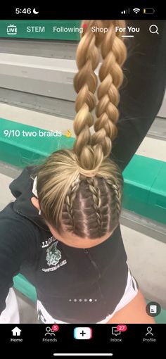 Braided Track Hairstyles, Girls Athletic Hairstyles, Gameday Braids, Bball Girl Hairstyles, Basketball Game Day Hairstyles, Lacrosse Game Day Hair, Braided Hairstyles Sports, Braided Sports Hairstyles, Field Day Hairstyles