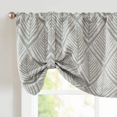 PRICES MAY VARY. Ready Made: 1 tie-up valance measuring 50-inch width by 18-inch length per package, features a 2-inch pole pocket to coordinate with most kitchen curtain rods. Two adjustable ties with snaps can be freely switched to meet your needs for light. Stylish Design: Features elaborate ferns leaf print chic design that reveals natural elements. The subtle idea of botanical motifs combined with geometry is perfectly reflected in the faux silky valance, adding a unique artistic atmosphere Valance Window Treatments Modern, Modern Valances, Kitchen Window Valances, Tie Up Valance, French Door Curtains, Kitchen Valances, Kitchen Window Treatments, Herringbone Tile, Grey Panels