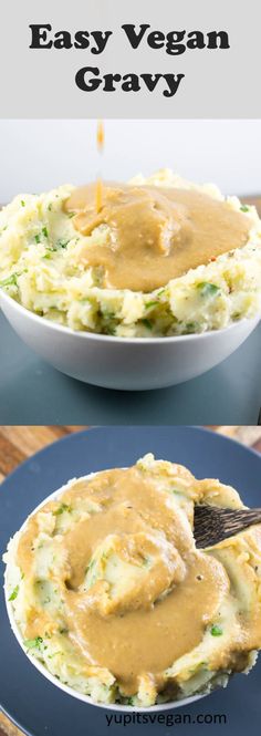 an image of mashed potatoes with gravy