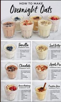 the ingredients for overnight oatmeal are shown