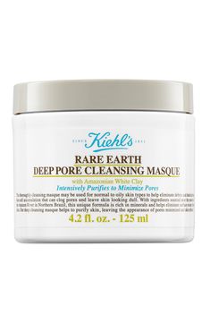 What it is: A pore-minimizing face mask formulated with responsibly sourced, Fairly Traded Amazonian White Clay to help reduce excess oil and minimize pores.Who it's for: Ideal for all skin types.What it does: Kiehl's detoxifying and purifying clay face mask helps reduce excess oil and minimize the look of pores to leave skin visibly more refined and feeling smooth. The face mask is formulated with fairly traded Amazonian White Clay to help purify skin and reveal visibly minimized pores. It clea La Mer Moisturizing Cream, Cleansing Mask, Clay Face Mask, Clay Face, Pore Cleansing, Clay Mask, Clogged Pores, Clay Masks, Body Treatments