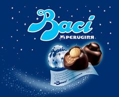 some kind of chocolate with the word baci perugna on it's side