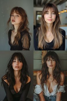 Ideas For Straight Hair, Bangs Haircut Ideas, Styling Bangs Tutorial, Long Curtain Bangs, Haircut Ideas Trendy, French Girl Hair, Bangs Haircut