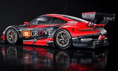 a red race car with the number 22 grove on it's side