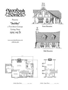 the floor plan for an english style home with two story rooms and three stories,