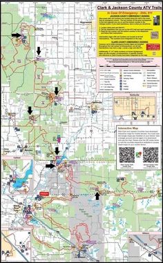 a map showing the location of clark and jackson county, txy trails on this map