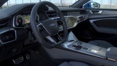 the interior of an audi car is shown