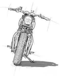 a drawing of a motorcycle on a white background