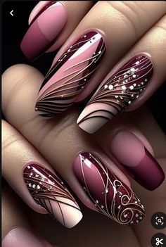 Finger Nail Designs, Sophisticated Nails, Fancy Nail Art, Couture Nails, Designer Nails, Manicure Designs, Glitter Gloss, Amazing Nails