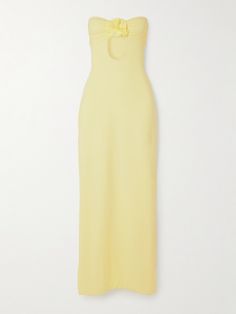 EXCLUSIVE AT NET-A-PORTER. There are so many reasons to love Maygel Coronel's 'Kleos' dress and the fact it's reversible is at the top of the list - you can wear it with the cutout detail at the front or back. It's been locally made in Colombia from comfortable stretch-jersey in a soft 'Vanilla' shade and detailed with the signature floral appliqué, which is made by hand. Maygel Coronel Dress, Soft Yellow Dress, Yellow Silk Dress, Net Sustain, Yellow Maxi Dress, Maxi Jersey Dress, Maxi Dress Blue, Event Dresses, Black Maxi Dress