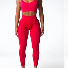 Brand New And I Tore Them With My Nails When Tried On. Red High Waist Tight Activewear, High Waist Tight Red Activewear, Red Seamless Gym Bottoms, Red Tight Workout Pants, Red Tight Athleisure Pants, Red Tight High Waist Activewear, Tight Red Workout Pants, Red Tight High-waist Activewear, Red High Stretch Sportswear Leggings